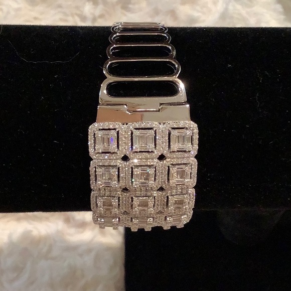 Sterling Silver Crystal Bangle Bracelet - Picture 3 of 9